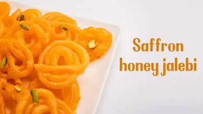 Saffron honey jalebi with lion kashmir honey