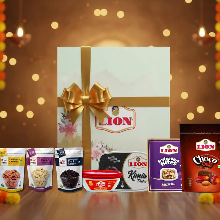 Premium Diwali Delight Pack – Dates, Chocolates & Dry Fruits Combo - Lion Dates