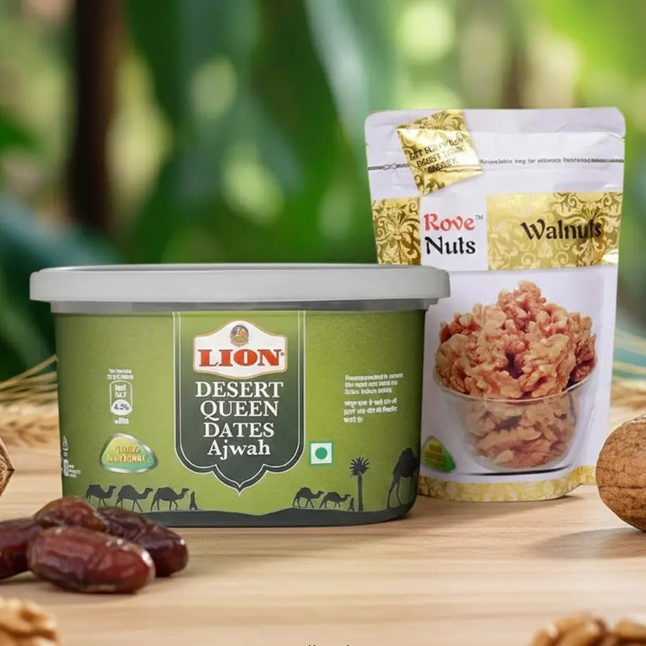 Gut Health Superfood Combo: Desert Queen Dates (500g) + Premium Rove Walnuts (150g) - Lion Dates