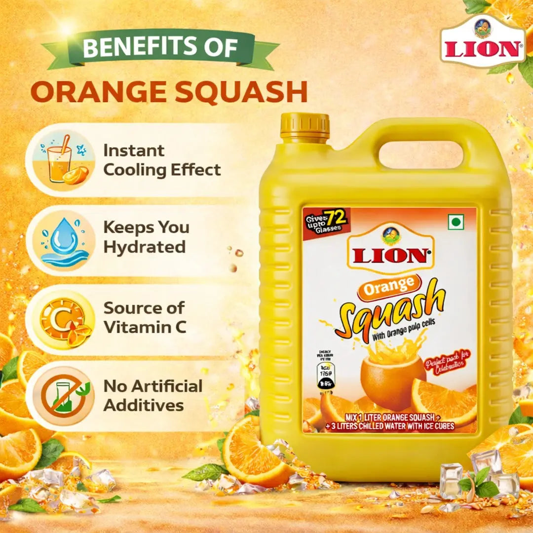 Lion Orange Squash Syrup 5L - Lion Dates
