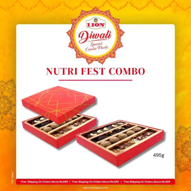 Nutri Fest Combo – Dates Nut Bites, Laddus, Halwa, Almonds & Cashews - Lion Dates