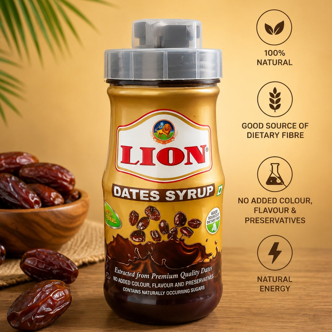 Lion Dates Syrup | No Added Sugar | Healthy Syrup for Milk, & kids